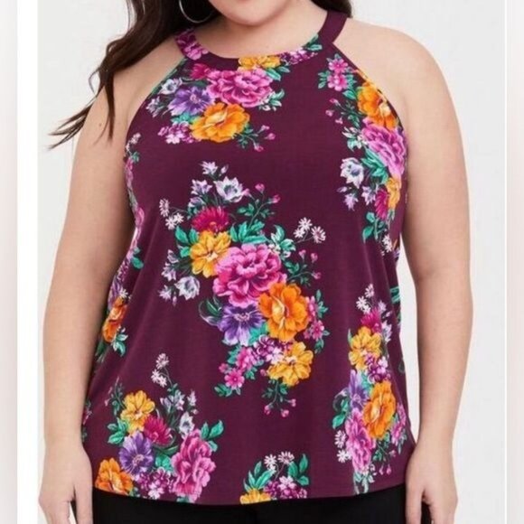 Torrid Sz 4 Floral Tank Top By Blouse - Picture 1 of 16